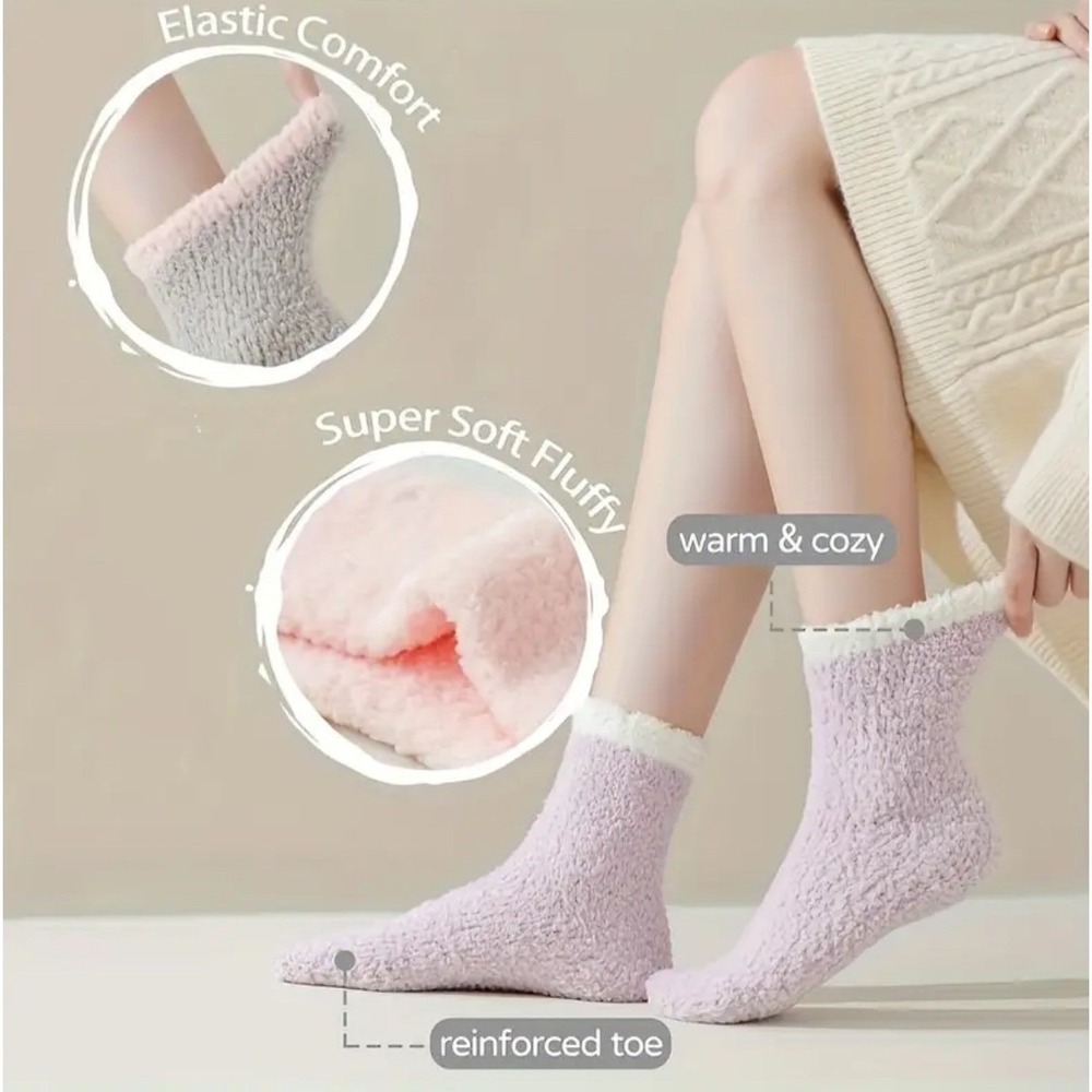 Fashion Fuzzy Thick Winter Socks One Size Colorful Pastel Bright 6 PACK‎ NEW - Picture 10 of 13